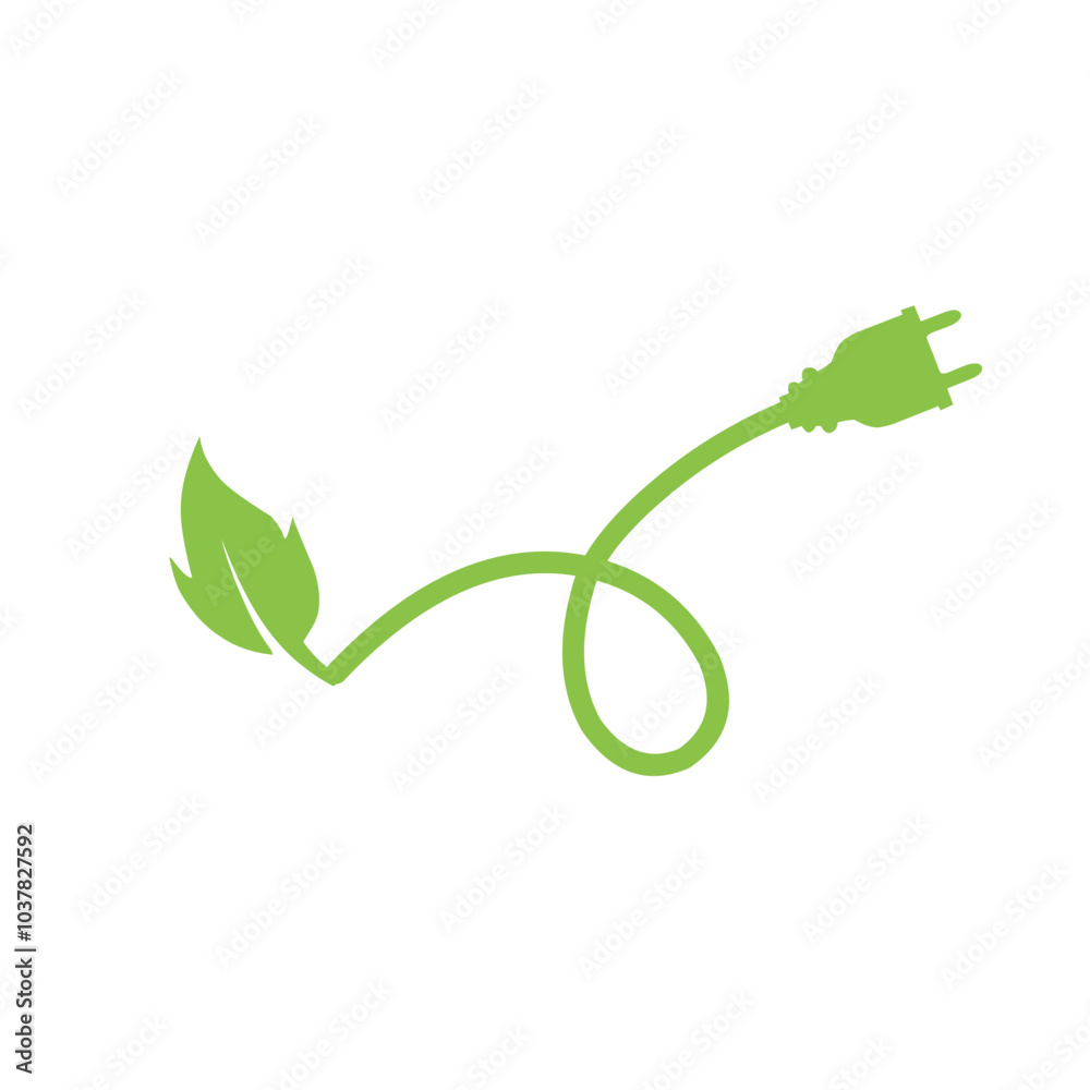Obraz premium cable plug with green leaf