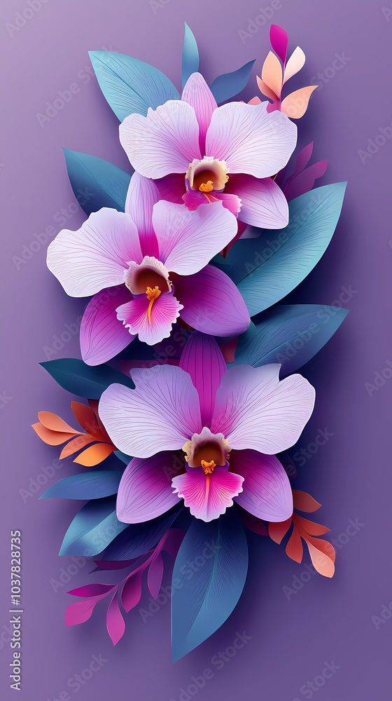 Cattleya Orchids logo 3d vector papercut Cattleya Orchids logo 3d vector papercut