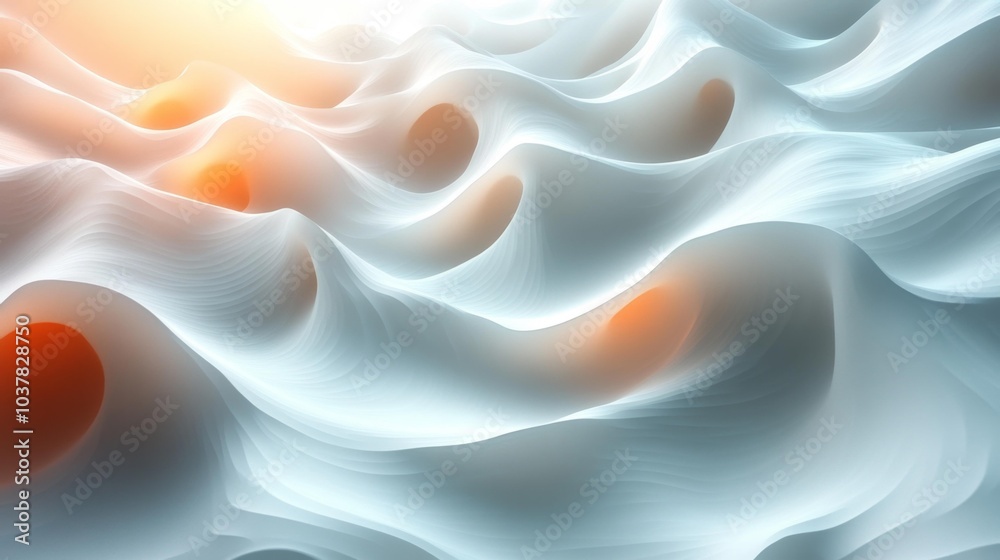 Obraz premium Abstract soft flowing waves in white and orange tones with a glowing effect a conceptual background for modern design and creative projects. Generative AI