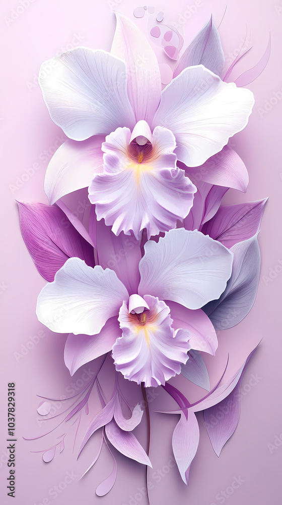 Obraz premium Cattleya Orchids logo 3d vector papercut