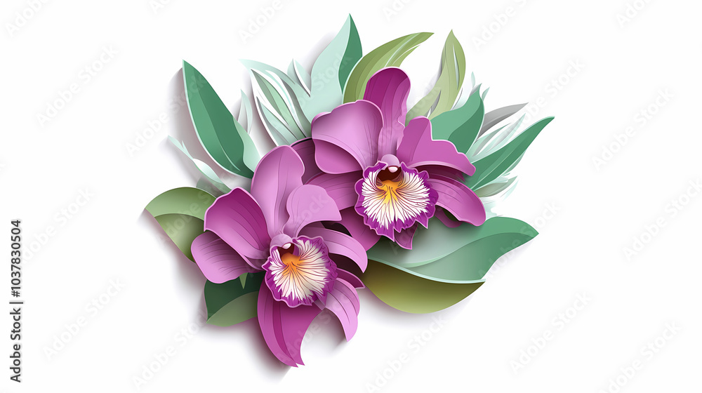 Cattleya Orchids logo 3d vector papercut Cattleya Orchids logo 3d vector papercut