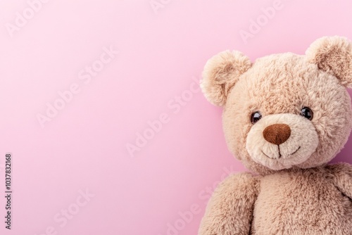 Cute Teddy Bear on a Pink Background