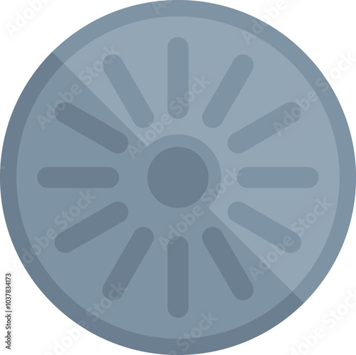Round manhole cover icon in flat style, a necessary element of any drainage system