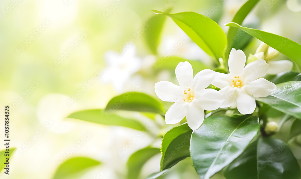 Obraz premium A Close up of delicate Osmanthus fragrans flowers-generative ai