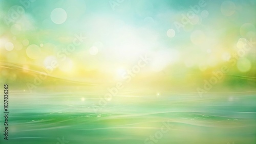 Close-Up of a serene abstract blend of pastel green, yellow, and white