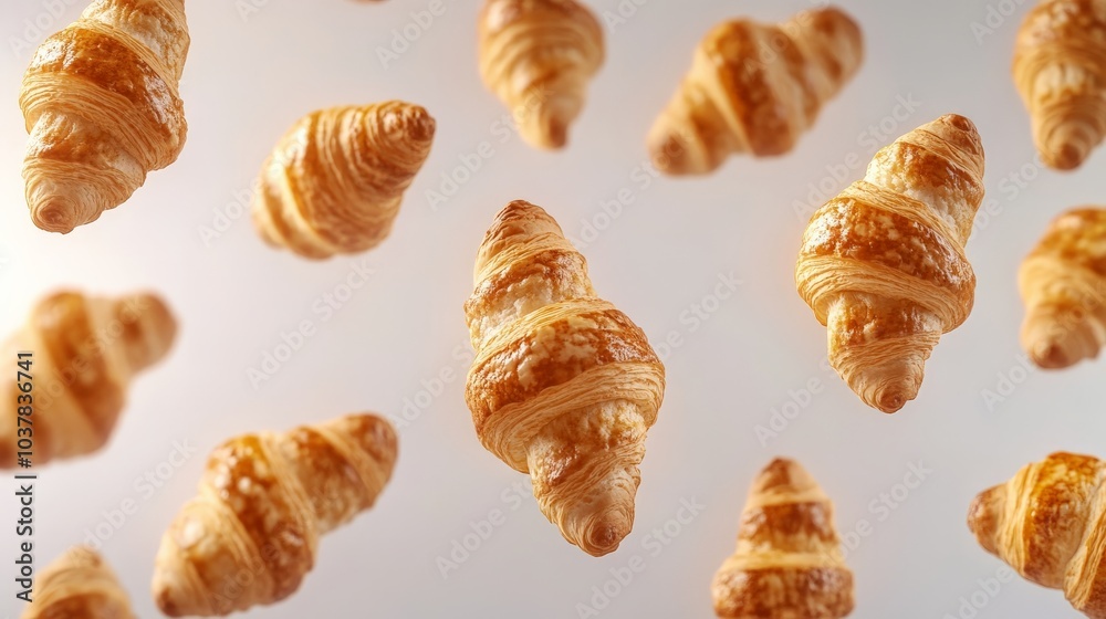 Delicious Croissants Floating in the Air Delicious Croissants Floating in the Air