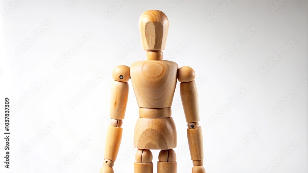 Closeup of a wooden mannequin isolated on white background Closeup of a wooden mannequin isolated on white background