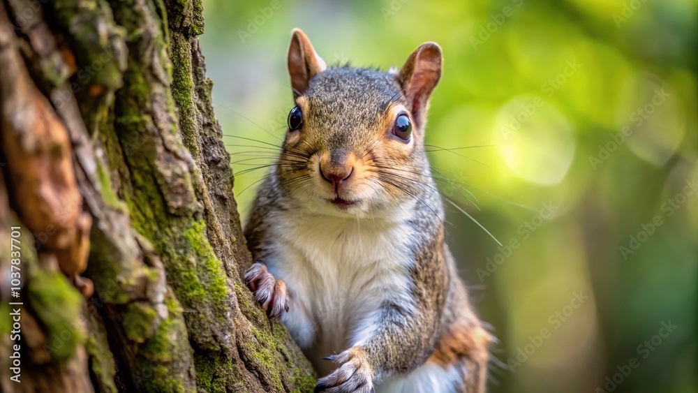 Close-up of an Eastern Gray Squirrel at the bottom of a tree Close-up of an Eastern Gray Squirrel at the bottom of a tree