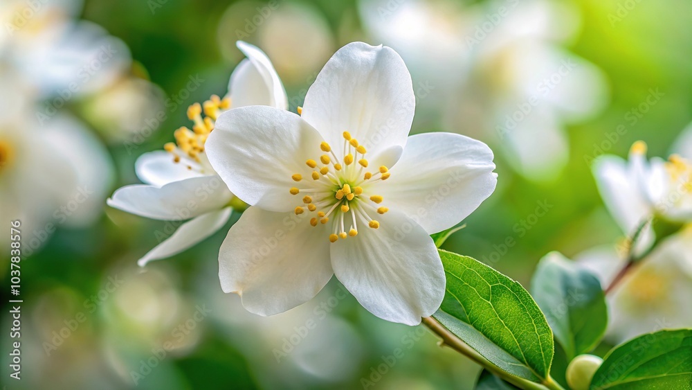 Obraz premium Close-up of beautiful mock orange blossom Philadelphus coronarius