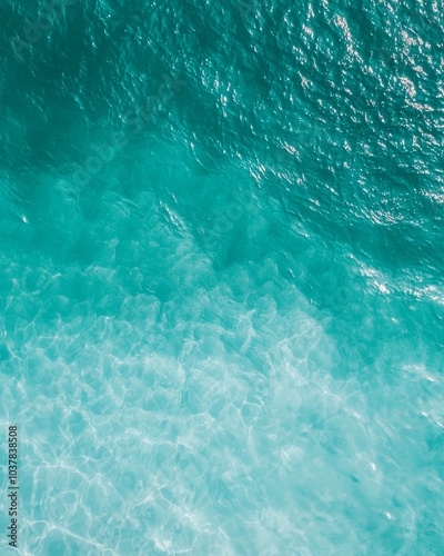 Calm Turquoise Ocean Water Surface from Above