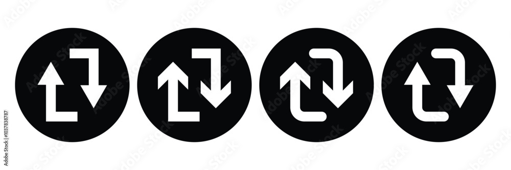 Way direction arrow. Loop arrow. Dual arrow. Repeat arrow icon. Vector illustration. Way direction arrow. Loop arrow. Dual arrow. Repeat arrow icon. Vector illustration.