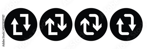 Way direction arrow. Loop arrow. Dual arrow. Repeat arrow icon. Vector illustration. 