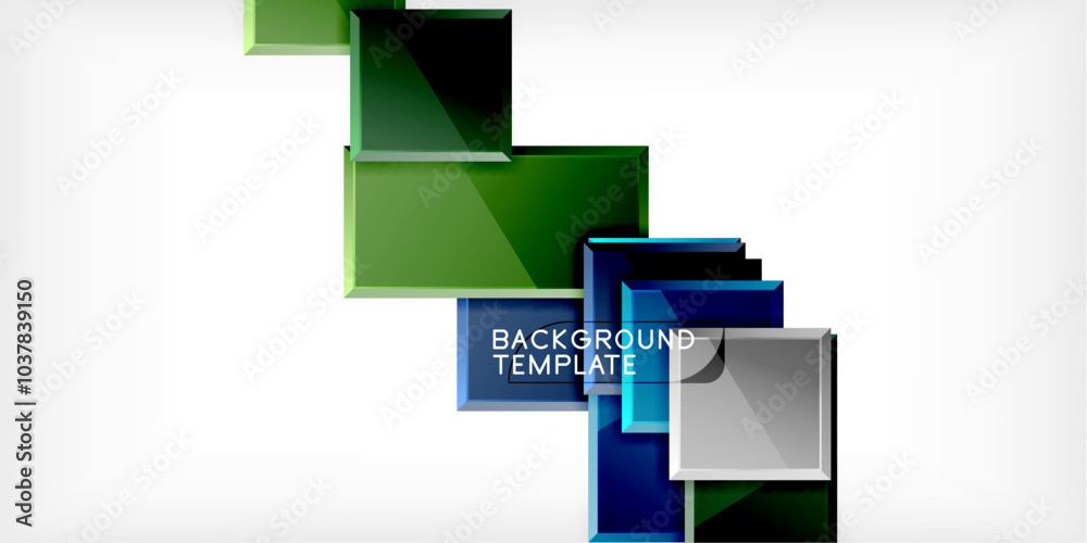 Glass toy style square shapes abstract design. Vector Illustration For Wallpaper, Banner, Background, Card, Book Illustration, landing page