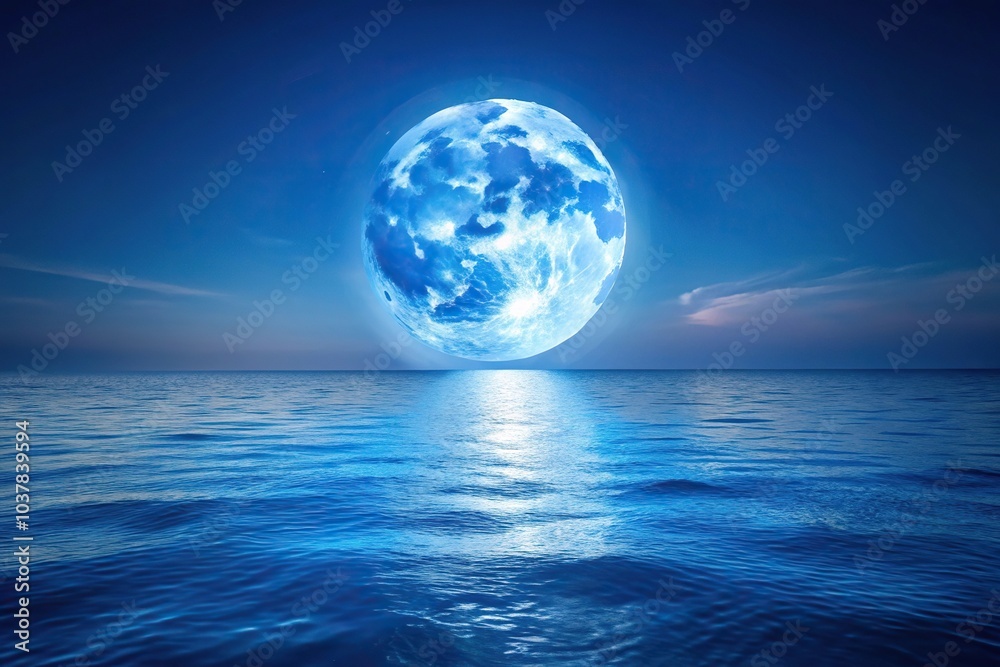 Close-up of blue moon reflecting on ocean surface Close-up of blue moon reflecting on ocean surface