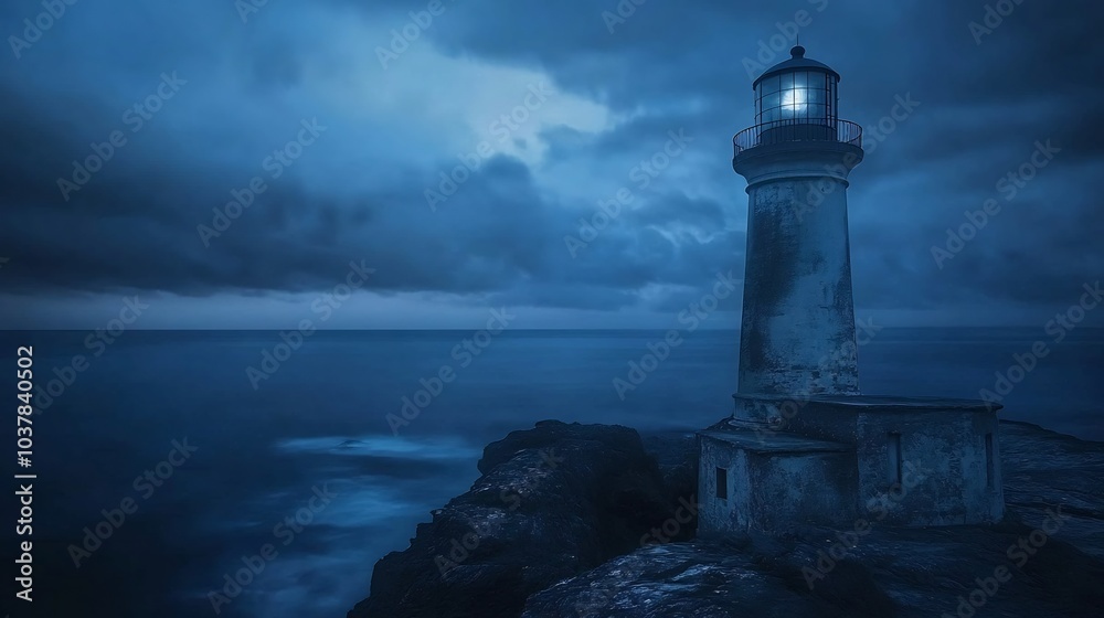 Lighthouse Beacon in a Stormy Night Lighthouse Beacon in a Stormy Night
