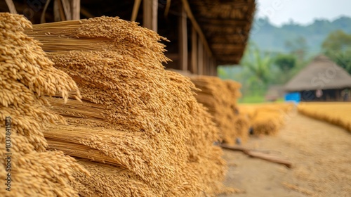Wallpaper Mural Golden Harvest of Rice Stalks at Rural Farm Torontodigital.ca