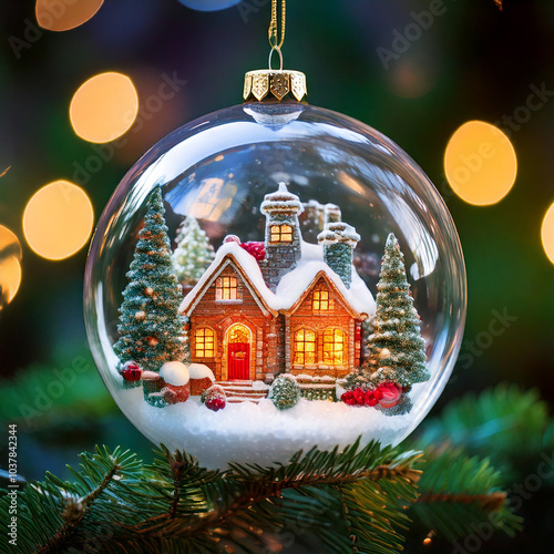 Casitas dentro de una esfera de nieve