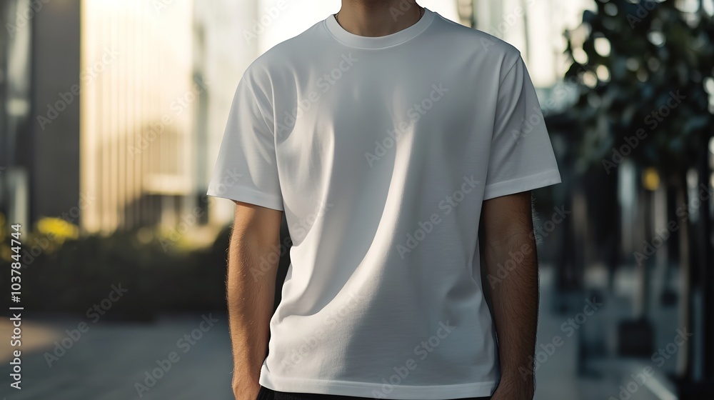 A mockup featuring an oversized t-shirt being worn by a man, showcasing the trendy and relaxed style of modern apparel. The t-shirt is displayed in a casual setting, A mockup featuring an oversized t-shirt being worn by a man, showcasing the trendy and relaxed style of modern apparel. The t-shirt is displayed in a casual setting,