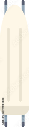 This vector illustration depicts a folded ironing board standing up, perfect for representing household chores