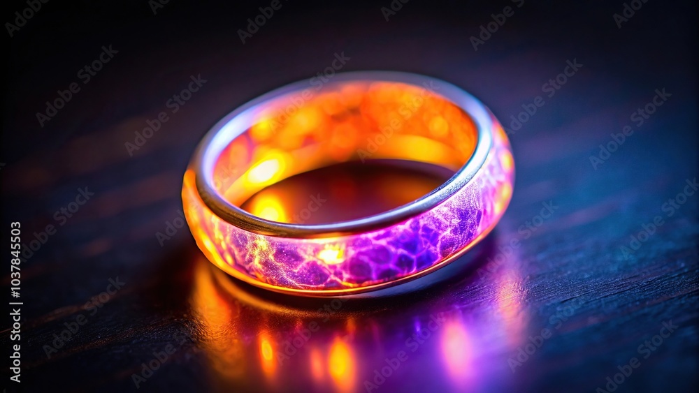 Close-up of glowing purple and orange ring Close-up of glowing purple and orange ring
