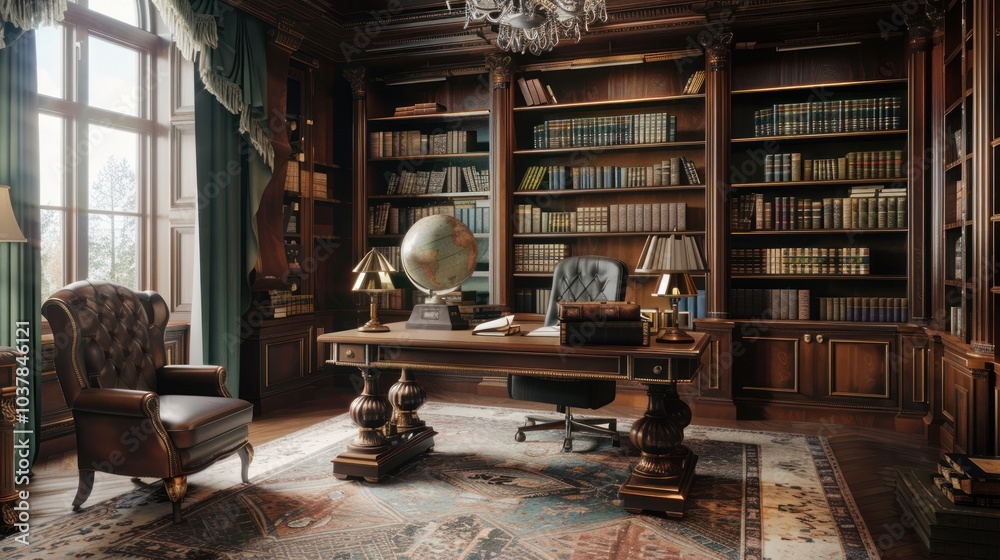 Fototapeta premium Classic Study Room with a Globe