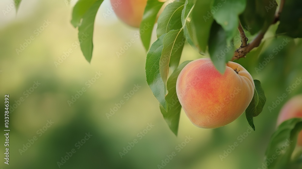 Obraz premium A delightful vector illustration of a peach, featuring its soft, fuzzy texture and warm yellow-orange hue. The design captures the round shape and natural sheen of the fruit, emphasizing its juiciness
