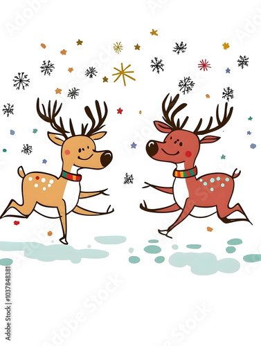 Doodle Christmas and New Year Cards - 2D Hand-drawn Illustrations on White Background