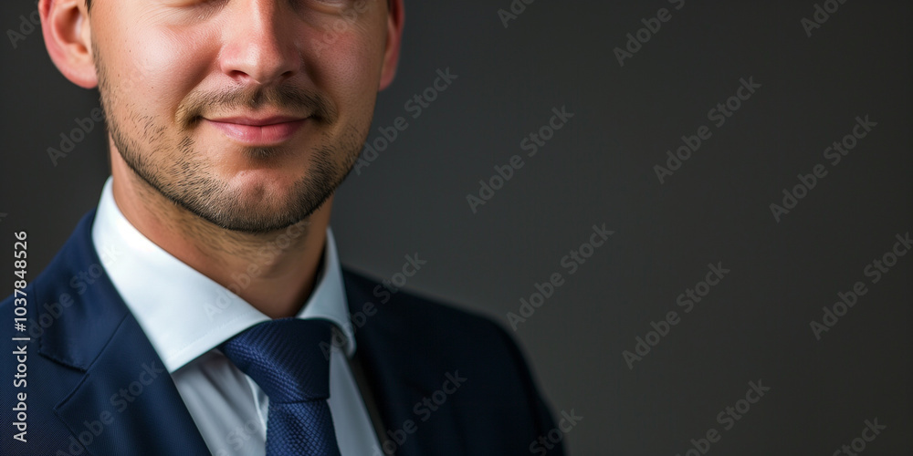 Confident Businessman in Formal Attire Against a Dark Background Confident Businessman in Formal Attire Against a Dark Background