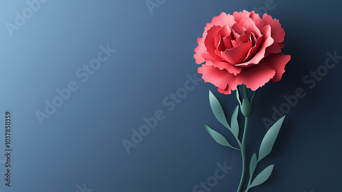 Carnation flower logo 3d vector papercut