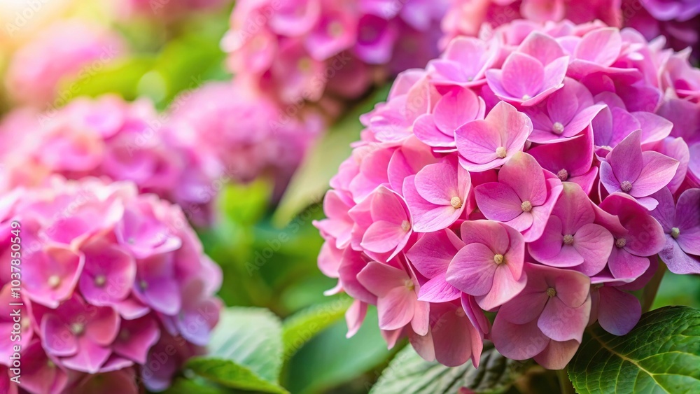 Close-up of pink Hydrangea Macrophylla flower Close-up of pink Hydrangea Macrophylla flower