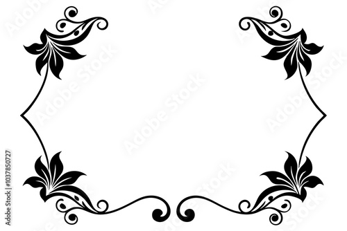 Decorative corners and dividers frame silhouette | isolated vector silhouette illustration on white background