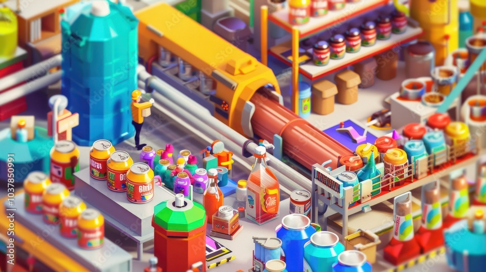 Fototapeta premium Low Poly Factory Illustration