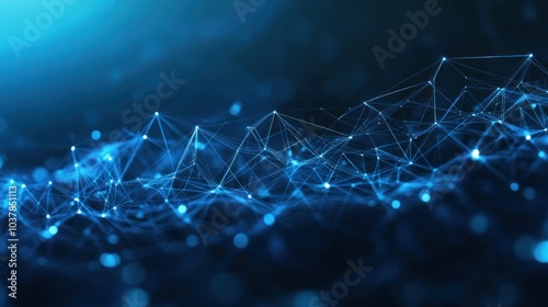 Abstract Blue Network with Glowing Lines