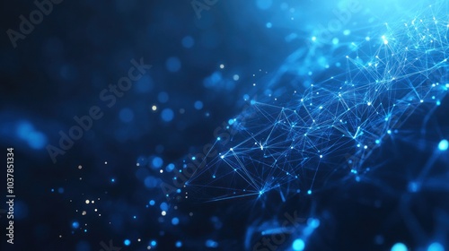 Abstract Blue Network Design with Glowing Points