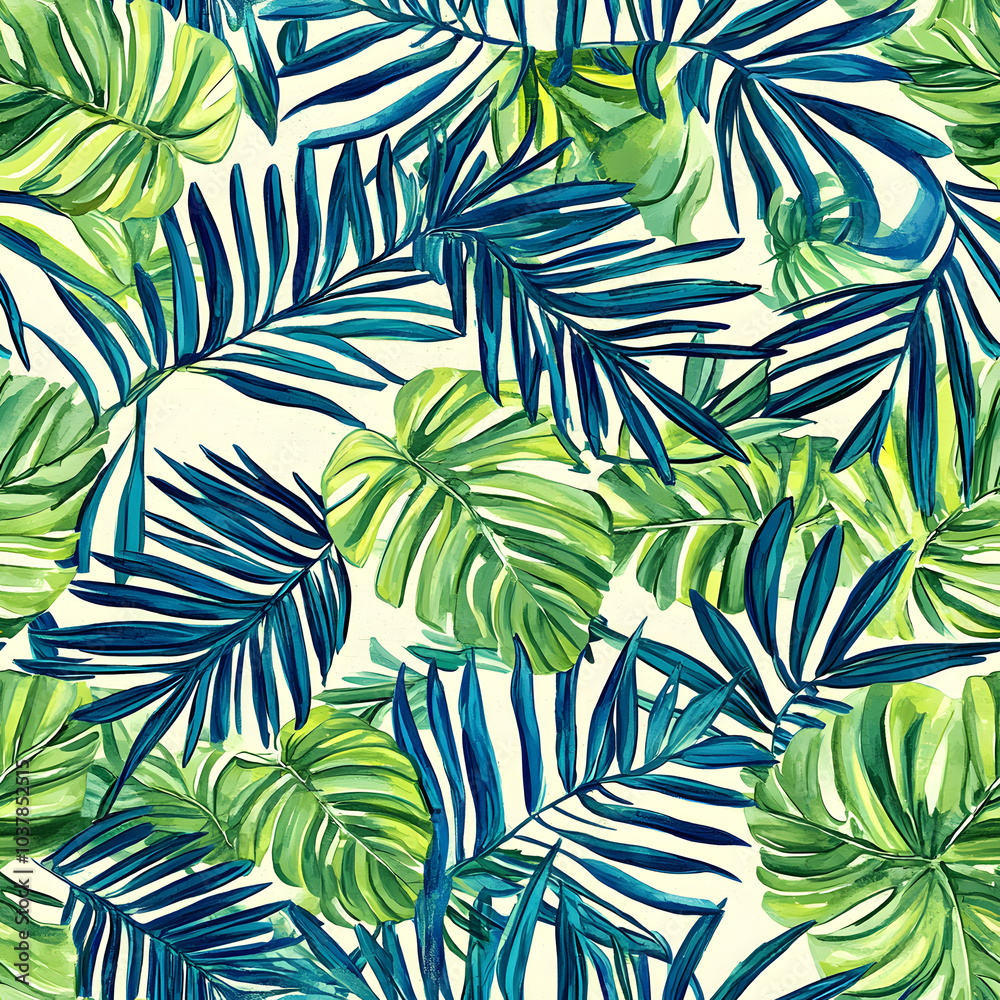 Fototapeta premium Whimsical Floral and Foliage Designs seamless pattern: Playful Doodles, Geometric Leaves, and Elegant Wildflowers in Bold and Soft Color Palettes.