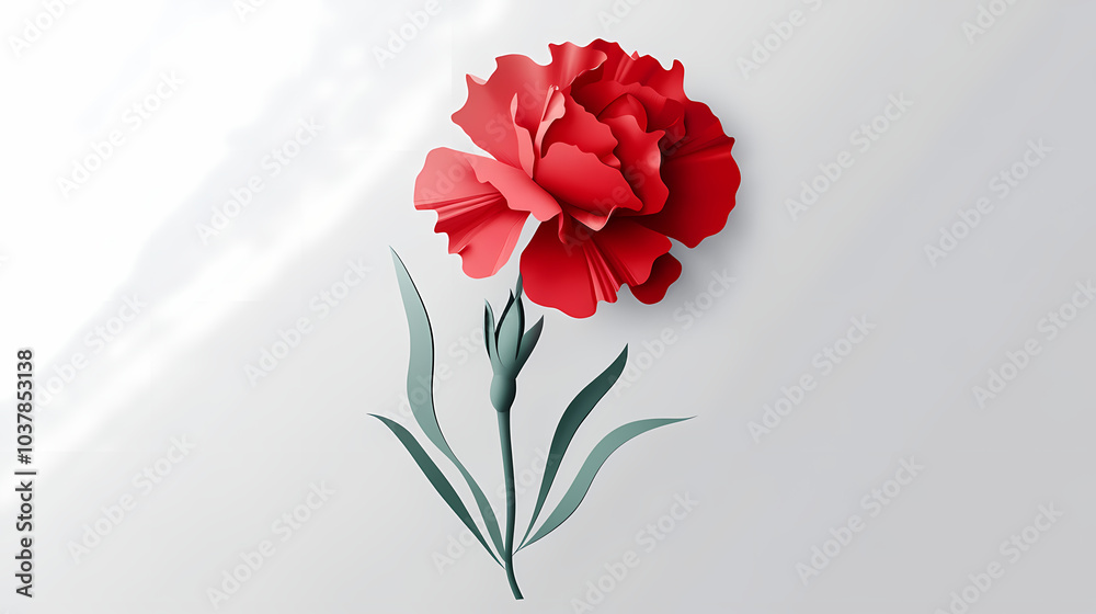 Obraz premium Carnation flower logo 3d vector papercut