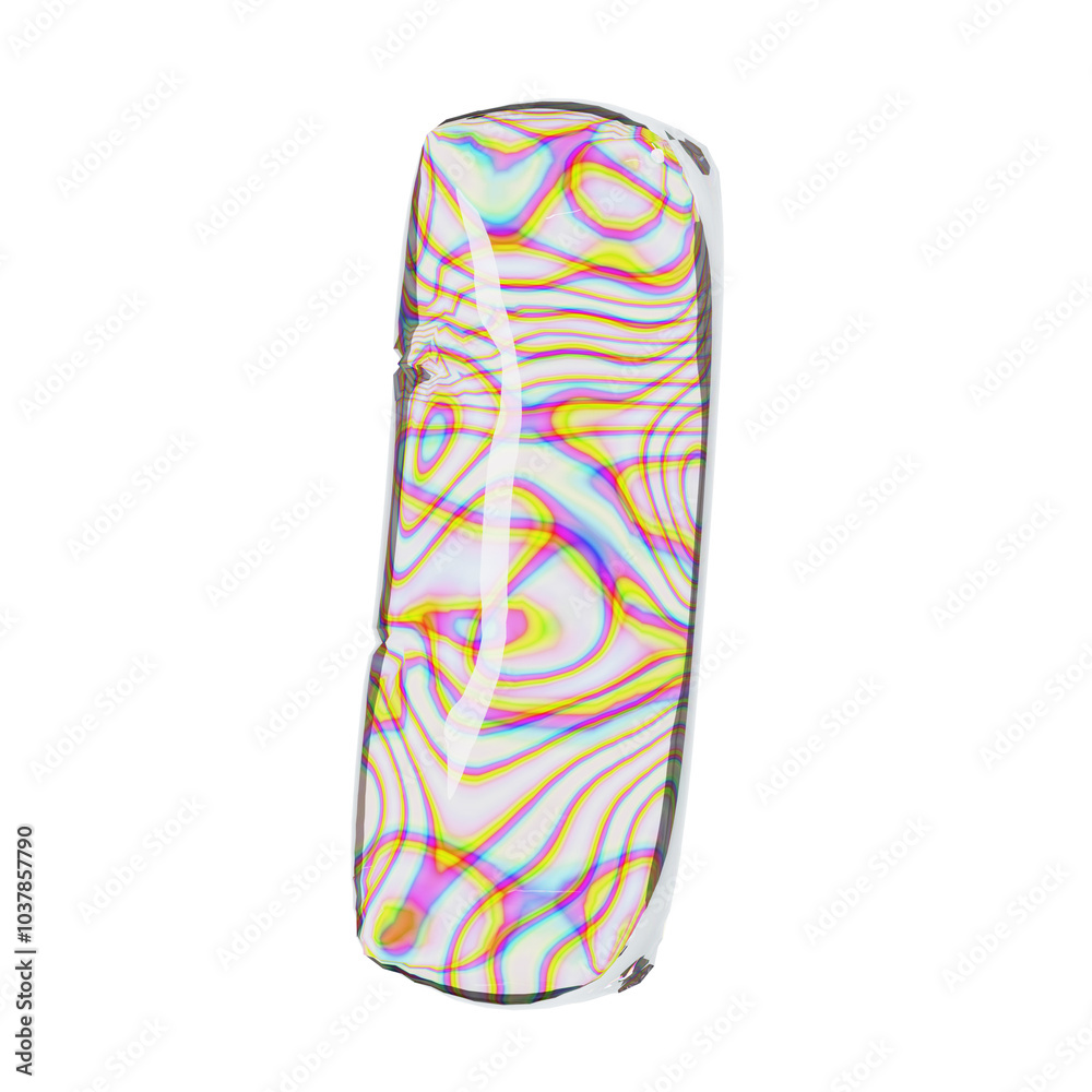 3d Iridescent letter I on white background with colorful swirling pattern. Suitable for branding, typography design, or educational materials. 3d Iridescent letter I on white background with colorful swirling pattern. Suitable for branding, typography design, or educational materials.