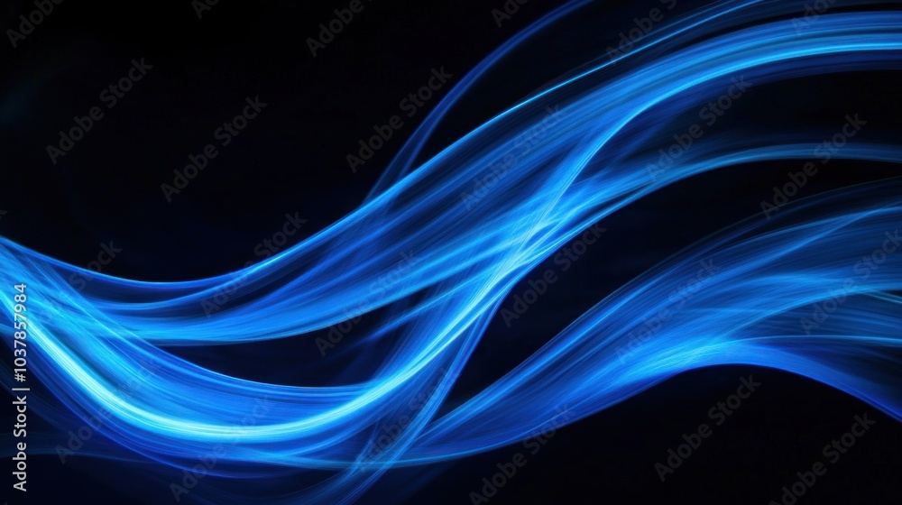 Abstract Blue Light Streaks on Black Background Abstract Blue Light Streaks on Black Background