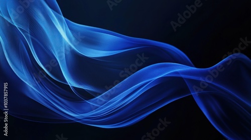 Abstract Blue Waves on a Dark Background