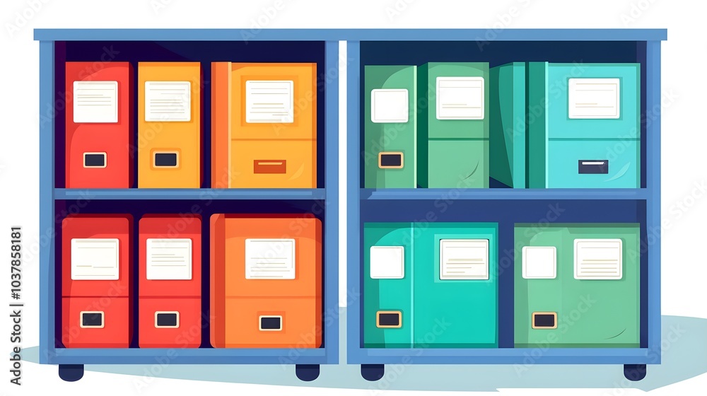 Colorful Office Filing Cabinet with Folders Colorful Office Filing Cabinet with Folders