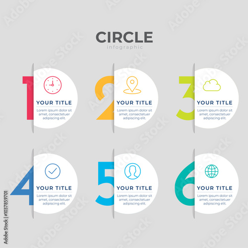 circle infographic template elegant round hidden papercut number layout