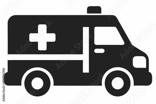 Ambulance black silhouette vector illustration.