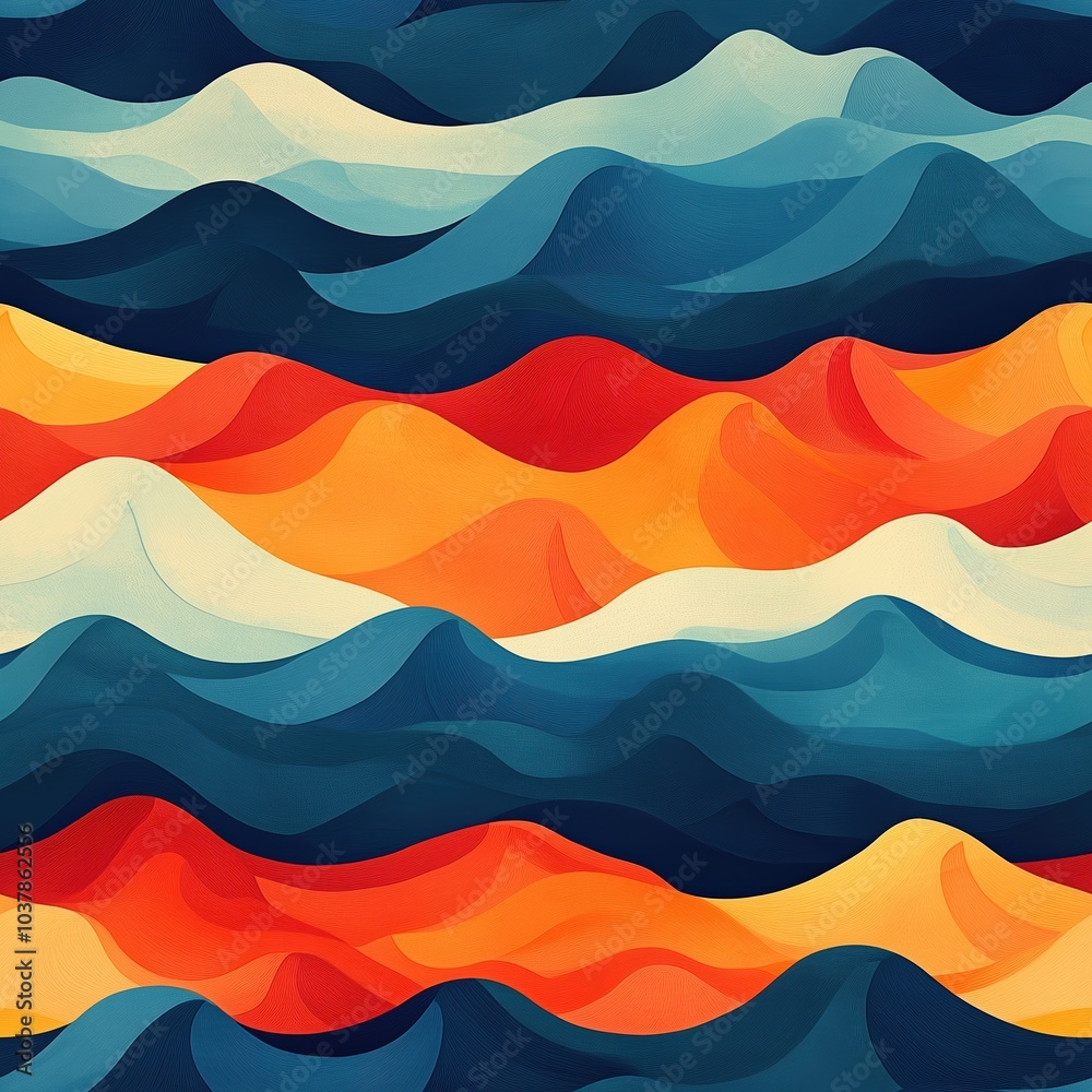 Vibrant Thai Pattern with Layered Waves Design Vibrant Thai Pattern with Layered Waves Design