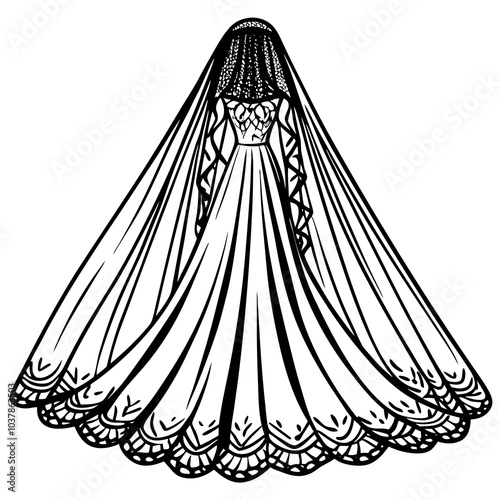 wedding Veil silhouette 
 vector illustration 