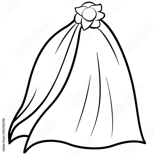 wedding Veil line art
 vector illustration 