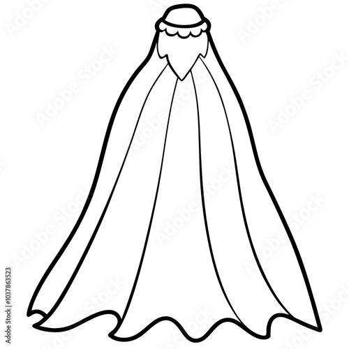 wedding Veil line art
 vector illustration 