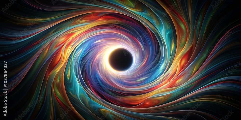 Fototapeta premium Vibrant Swirls of Color Encircling a Black Void, a Visually Striking Abstract Representation of the Cosmos