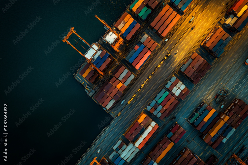 Aerial View of Shipping Containers at a Port Terminal Aerial View of Shipping Containers at a Port Terminal