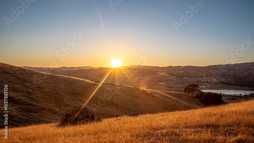sunset over the the beautiful mountains 