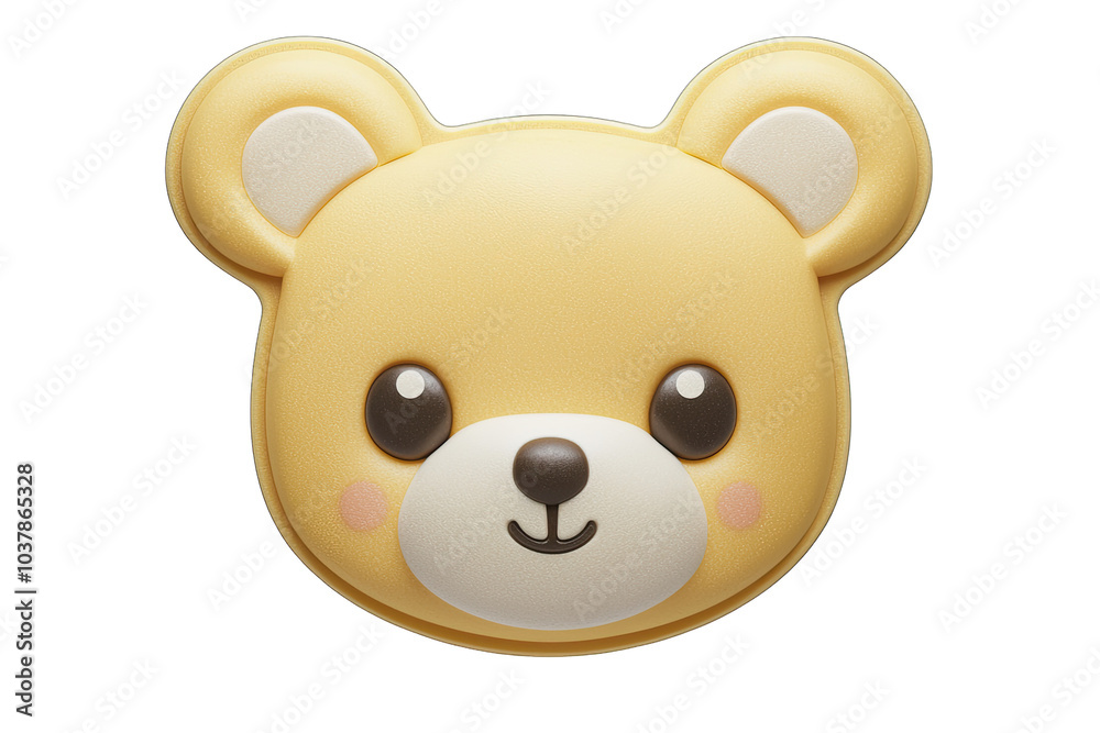 Naklejka premium Cute yellow bear face emoji, perfect for playful designs and children's themes in digital and print media.